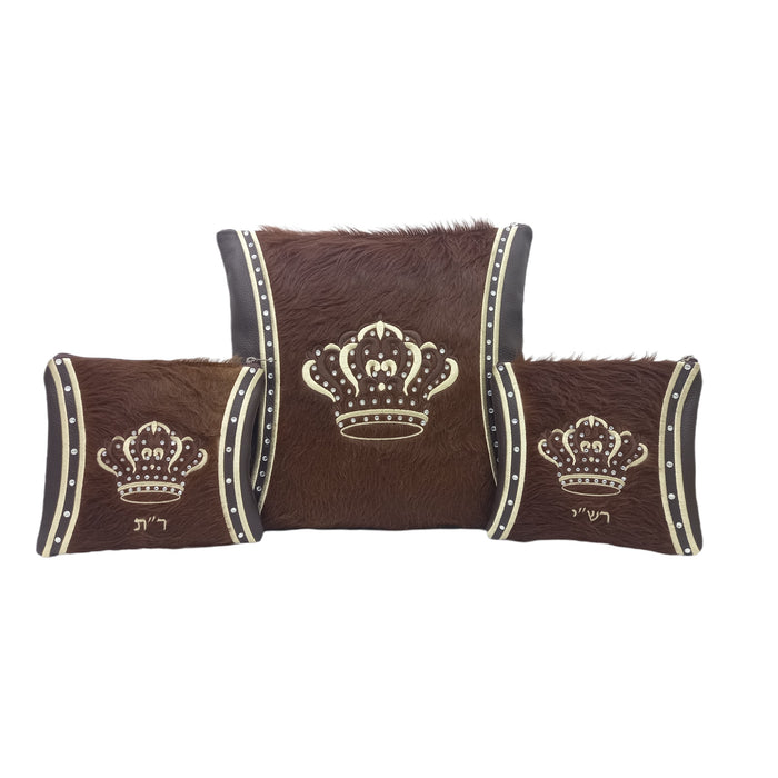 Brown Leather/Brown Fur with Golden Embroidery - F71