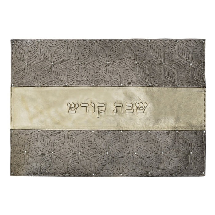 Challah Cover - Dark Silver/Gold with Embroidered Flowers - CH202