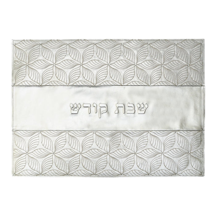 Challah Cover - Silver with Embroidered Flowers - CH204
